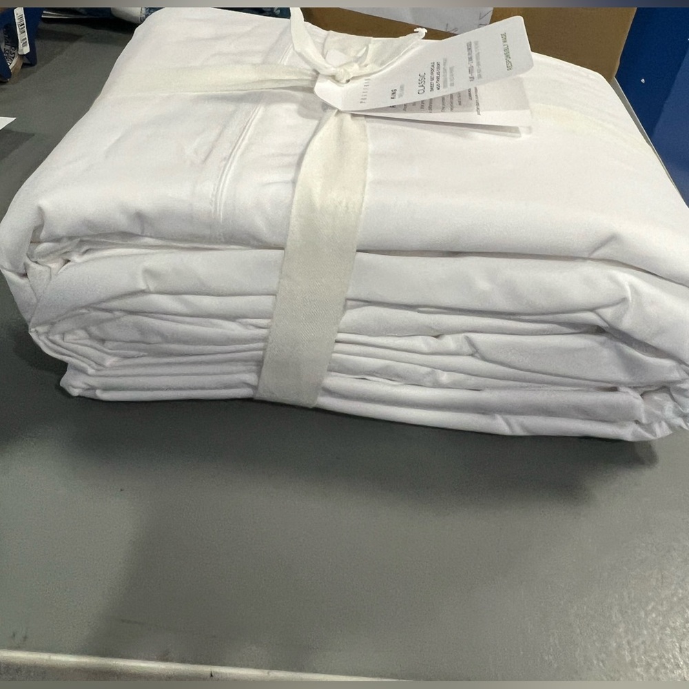 New Pottery Barn PB Classic 400 TC KING Sheet Set, WHITE,